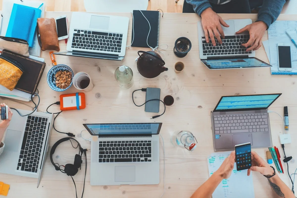 Clear workspace with single focused instrument, warm light stream