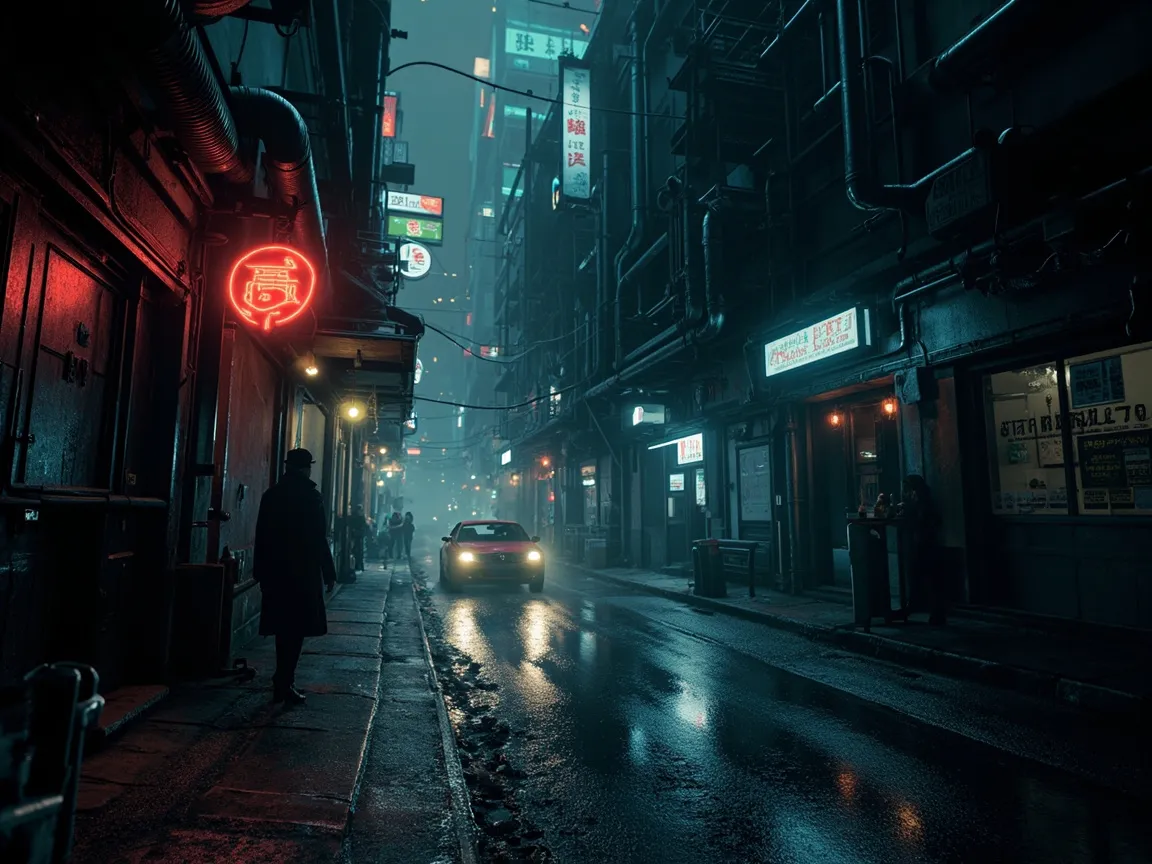 A dark city stretches into infinite night — streets that have never seen true dawn