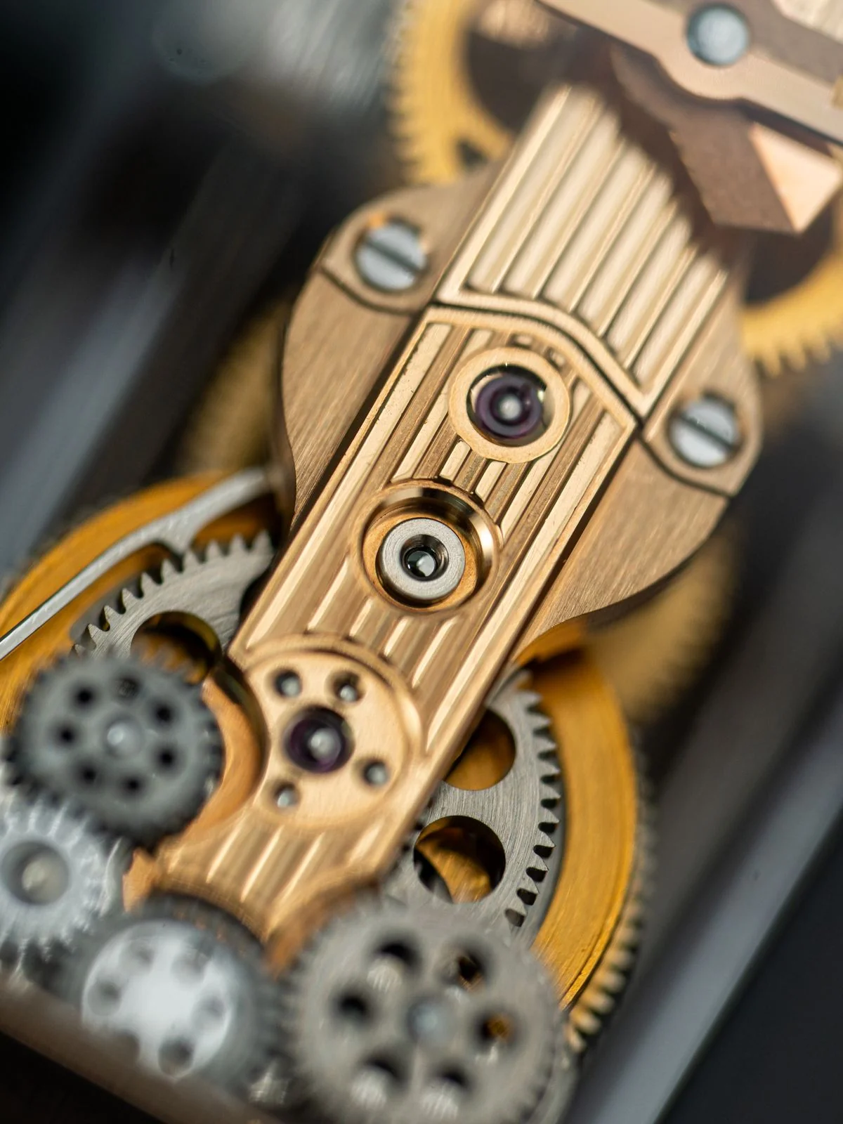 A Victorian-era clockwork brain model — brass gears and levers replacing neural pathways
