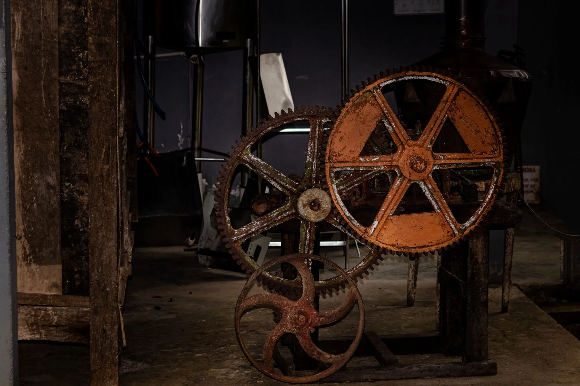 Old workshop gears at rest
